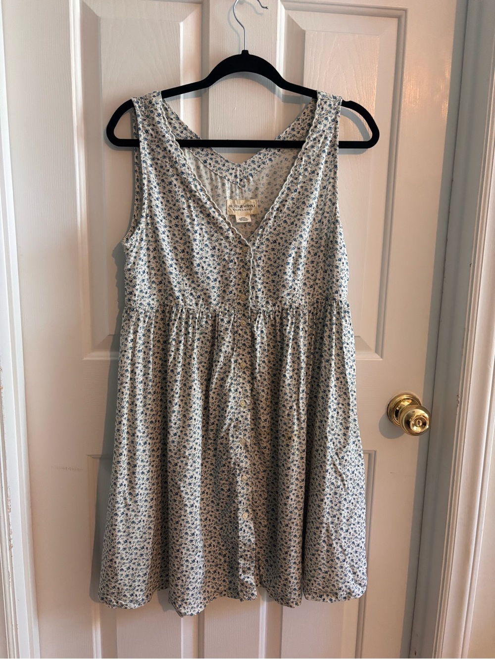 Ralph Lauren Cream Dress with Blue Floral Print